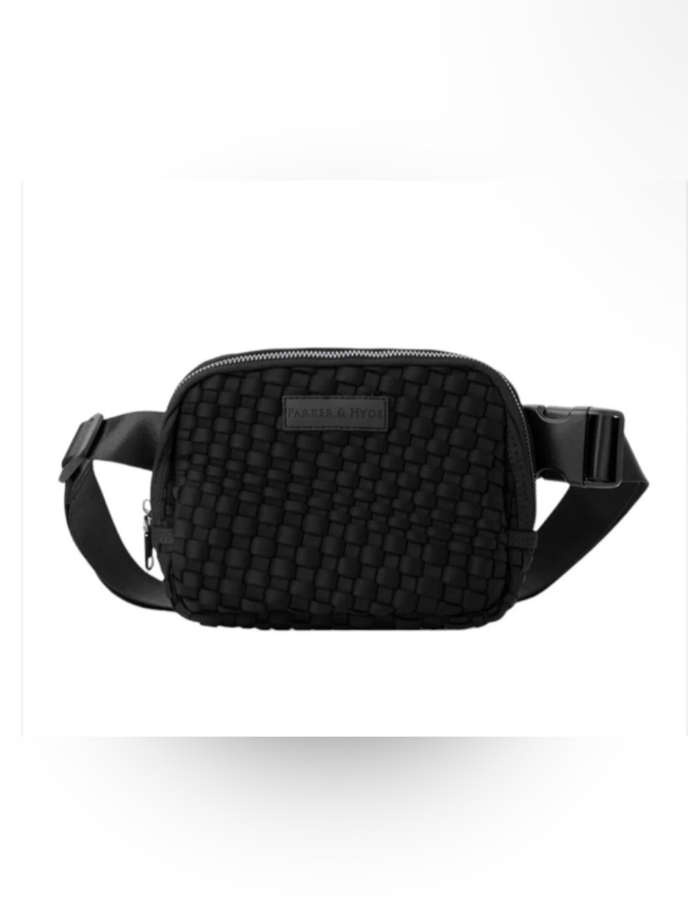 NWT Parker & Hyde Jet Black Woven Belt Bag Crossbody